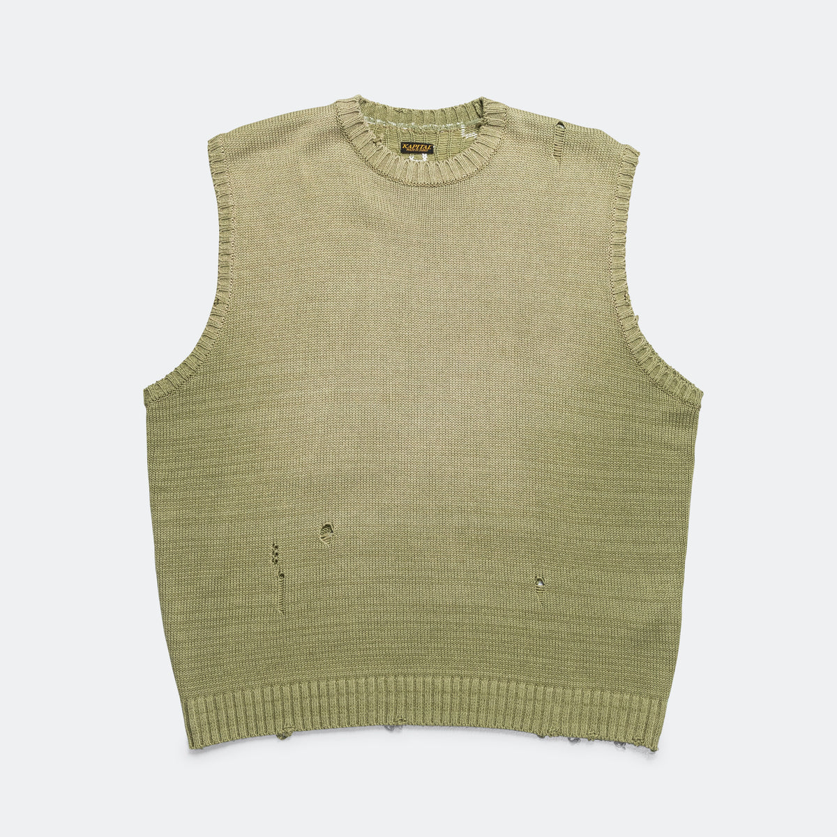 Kapital 5G Cotton Knit BONE Vest - Khaki | UP THERE