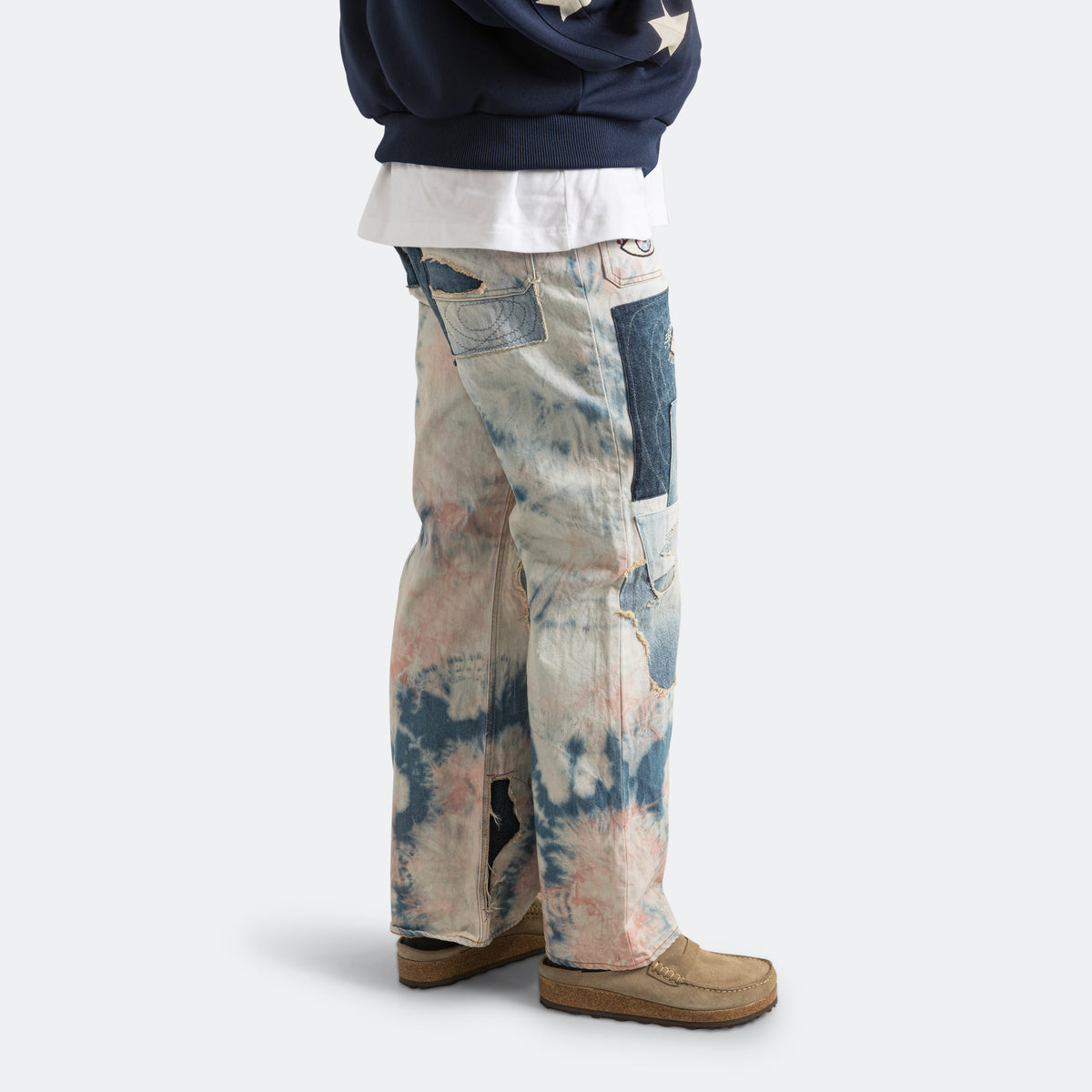 14oz Denim Tie-Dye Baggy Flare Pants(CrazyDixieRemake) - IDGxPNK 
