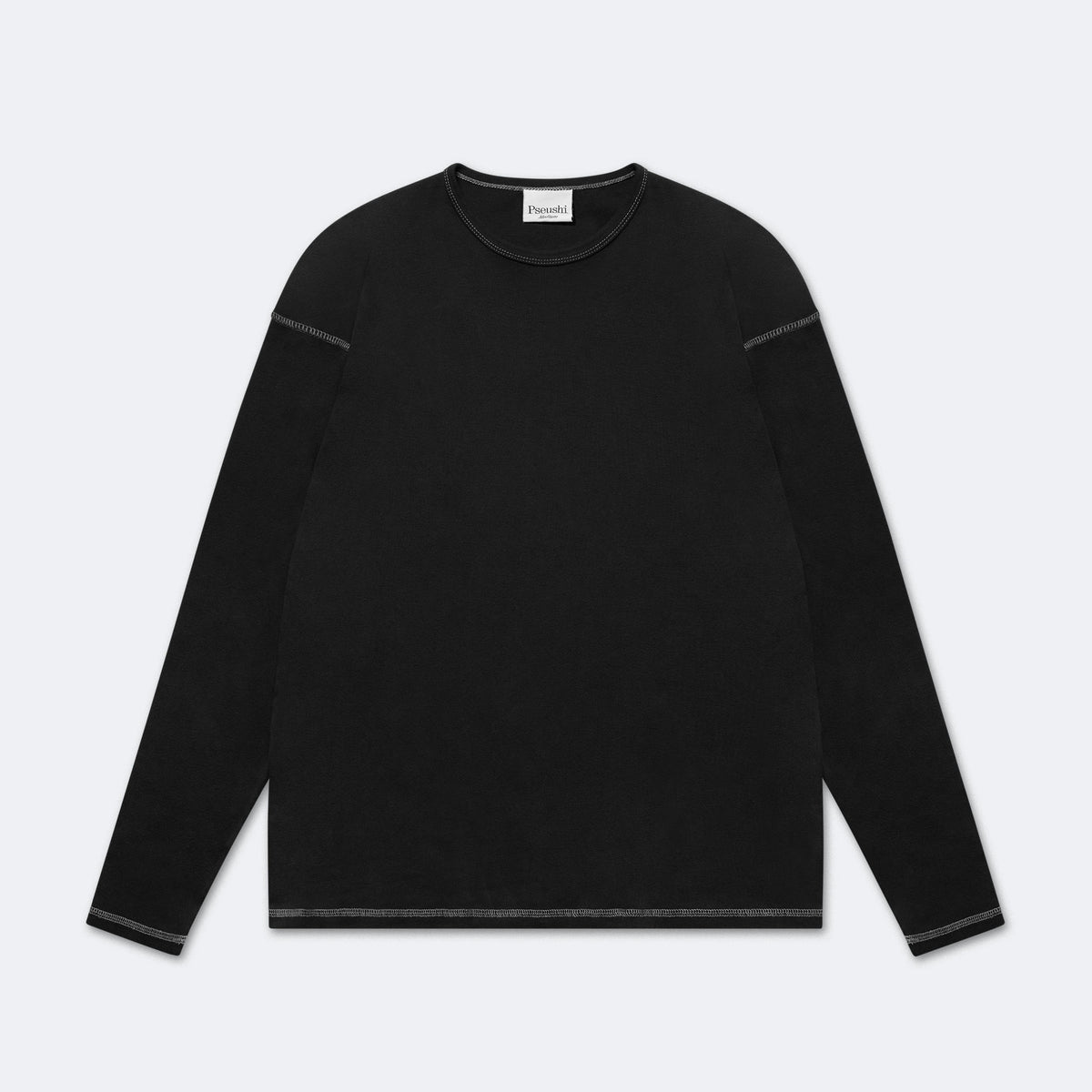 Heavy Rib Knit Long Sleeve Tee - Charcoal