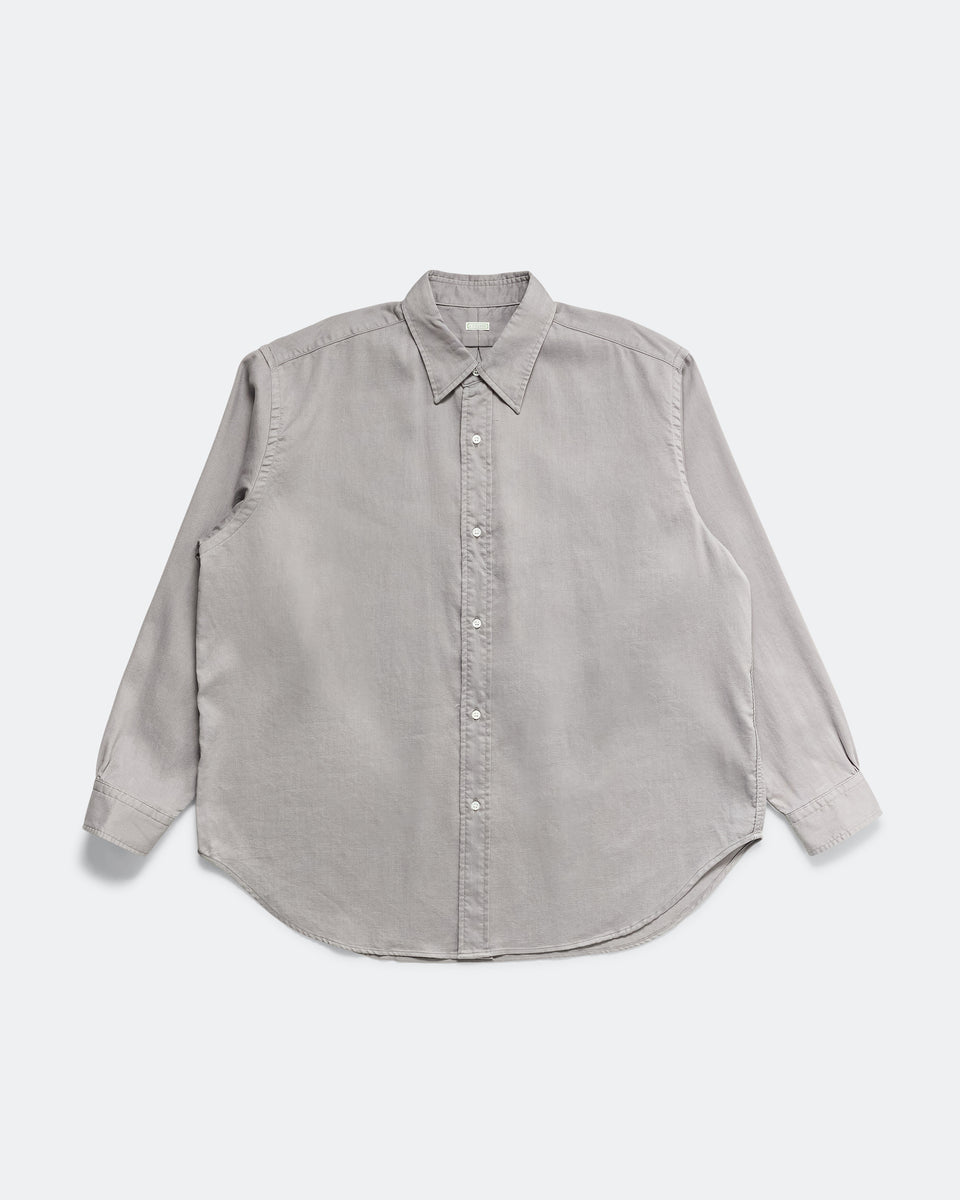 A.PRESSE - Double Weave Twill Regular Collar Shirt - Light Gray