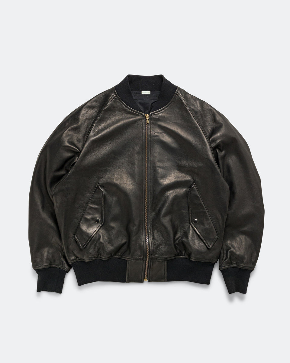 A.PRESSE - Leather L2-B Flight Jacket - Black | UP THERE