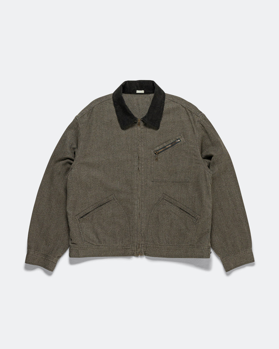 A.PRESSE - Vintage Black Chambray Work Jacket - Gray | UP THERE