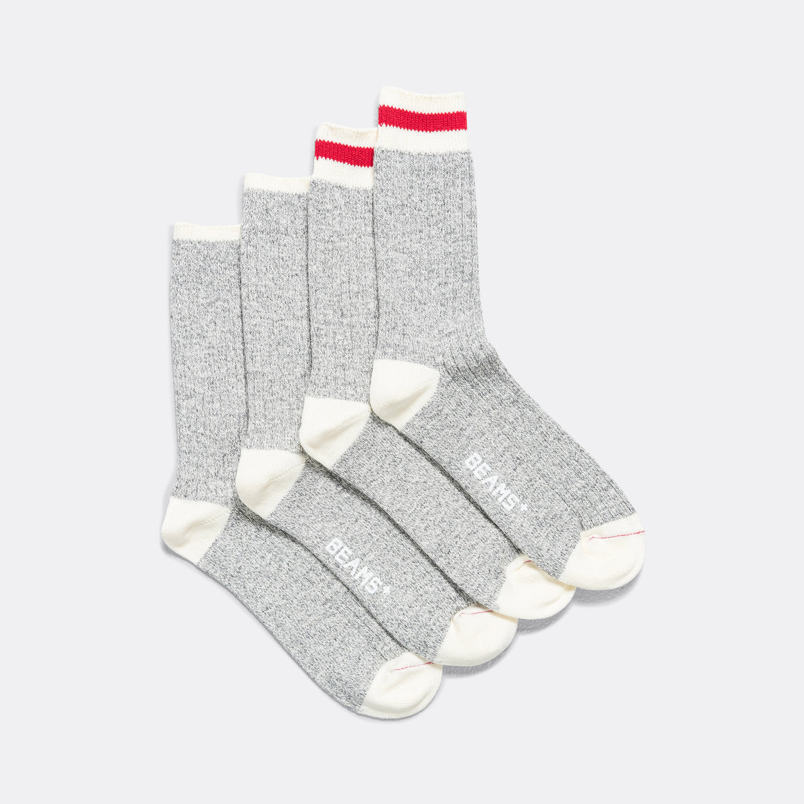 Beams Plus - Rag Socks - Grey/Red - UP THERE