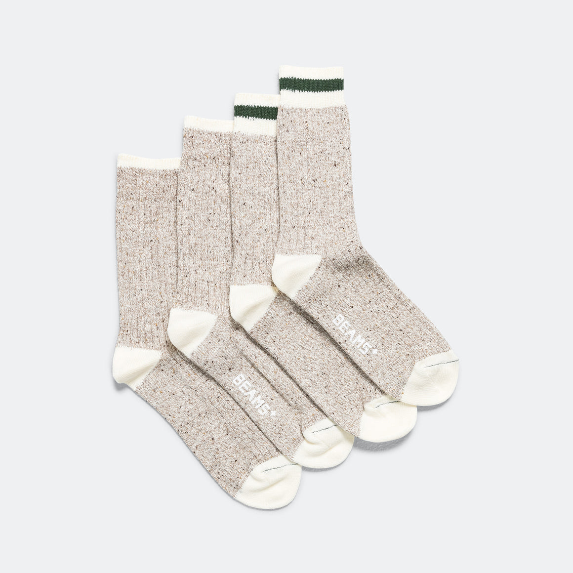 Beams Plus - Rag Socks - Oatmeal/Green - UP THERE