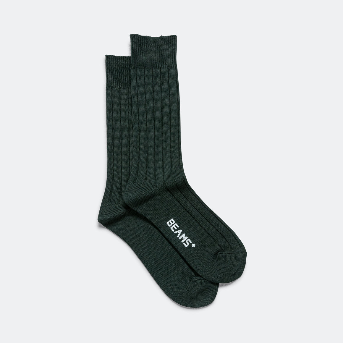 Beams Plus - Solid Ribs Socks - Green - UP THERE