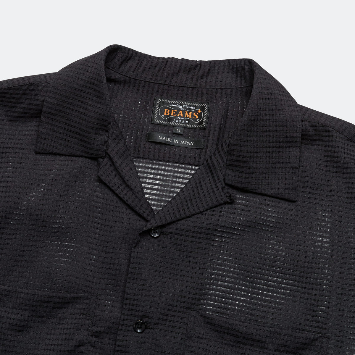 Open Collar Mesh SS Shirt - Black | UP THERE
