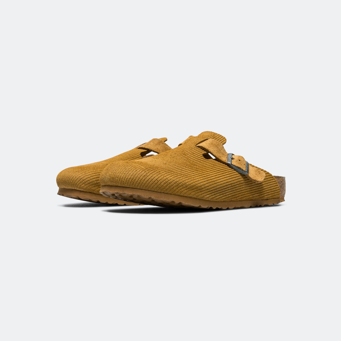 Birkenstock - Boston - Corduroy Cork Brown Embossed Suede Leather - UP THERE