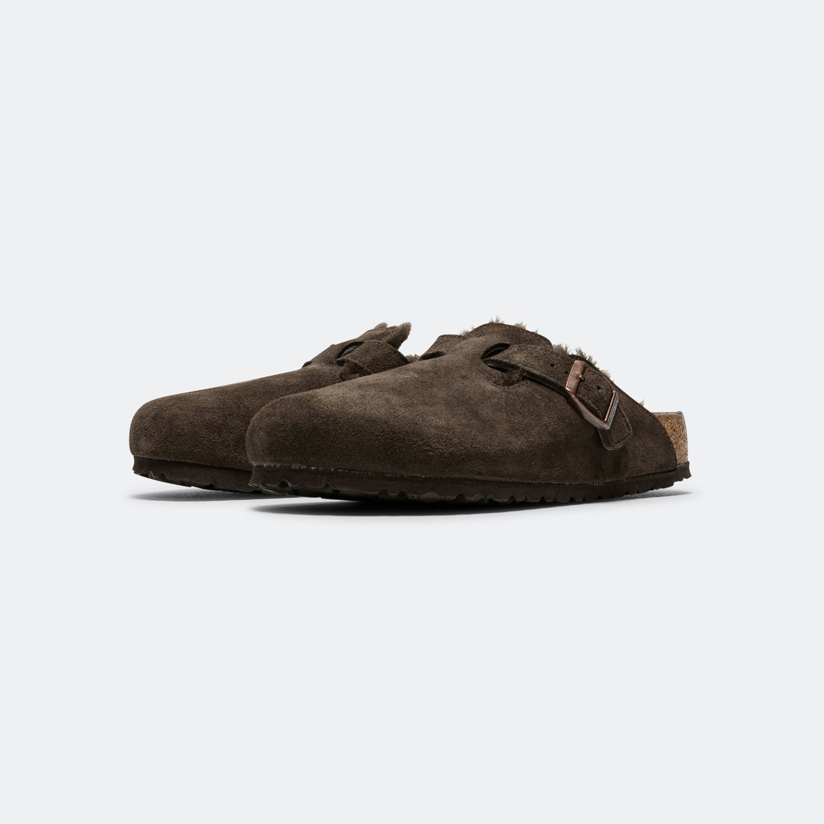 Birkenstock - Boston - Mocca Suede Leather/Shearling - UP THERE