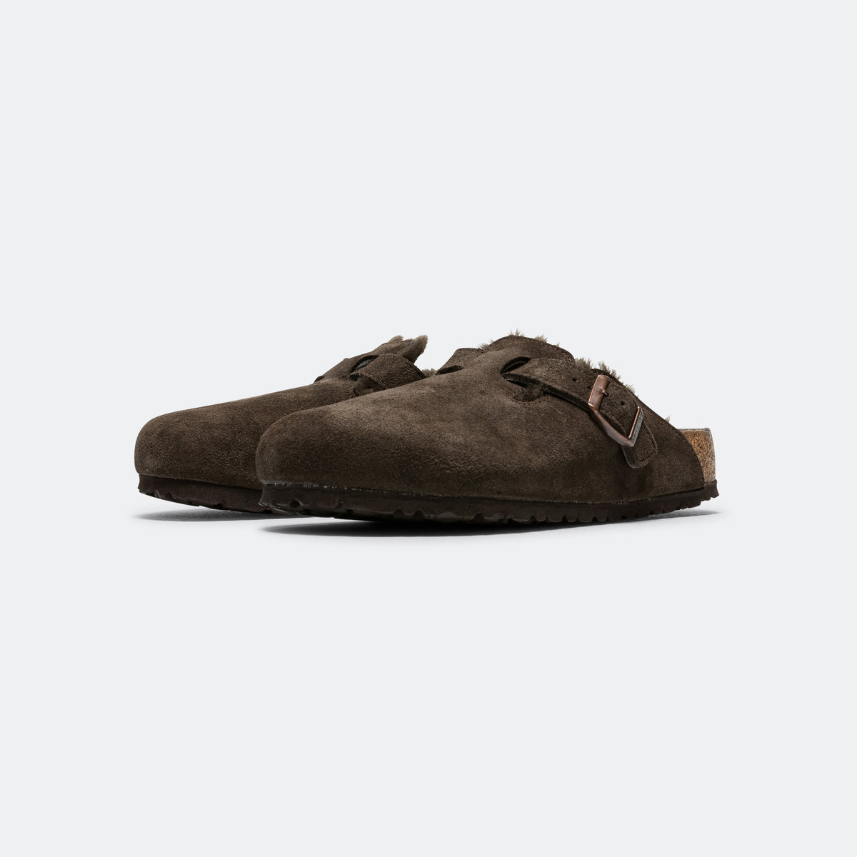 Birkenstock Boston Mocca Suede Leather/Shearling UP THERE