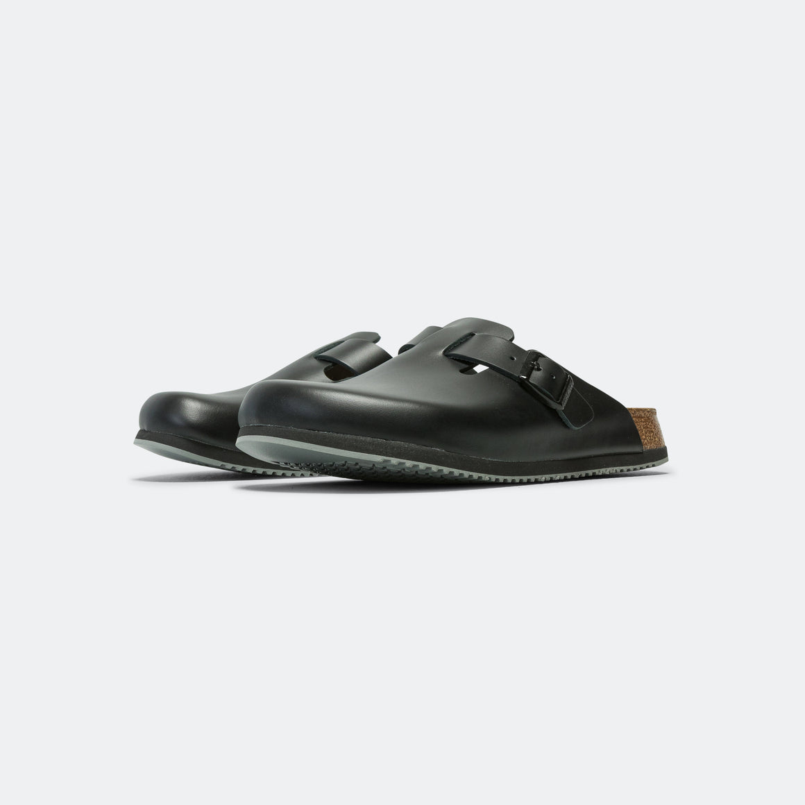 Birkenstock - Boston Supergrip - Black Smooth Leather - UP THERE