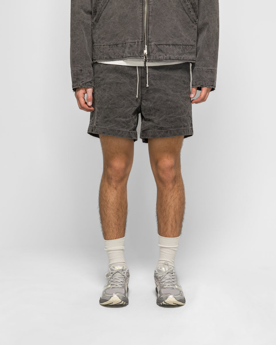 Camiel Fortgens - Knee Shorts Washed Canvas - Black Vintage Wash