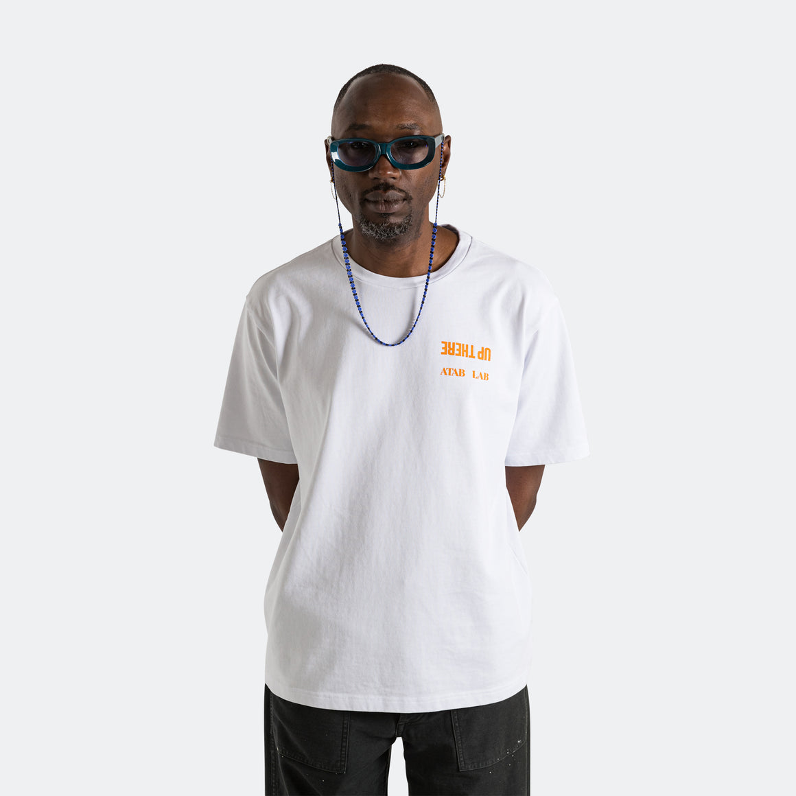 Up There - UP THERE X ATAB Lab 'Chess Man' Tee - White/Tangelo - UP THERE