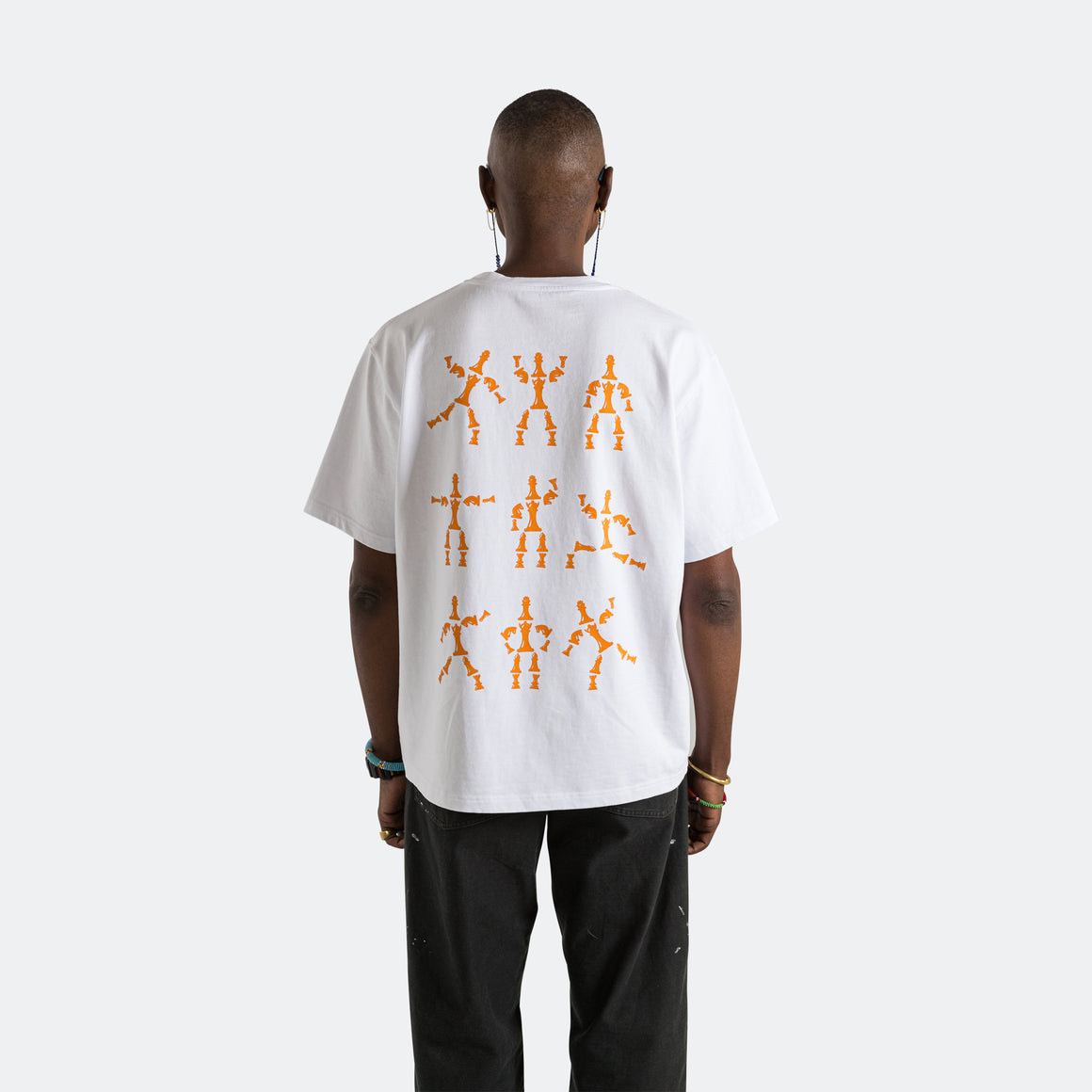 Up There - UP THERE X ATAB Lab 'Chess Man' Tee - White/Tangelo - UP THERE