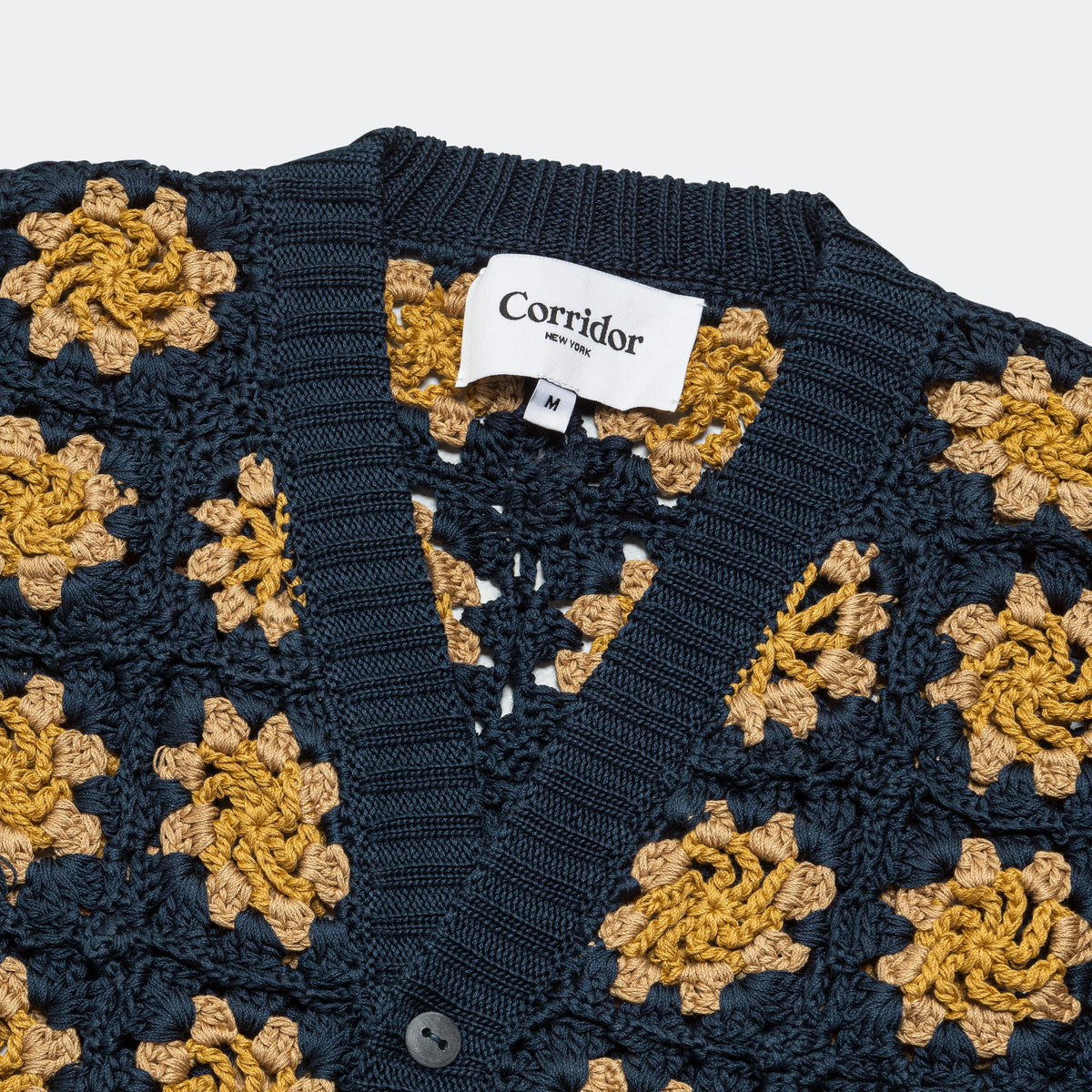 Corridor Hand Crochet Pima Cardigan Navy UP THERE