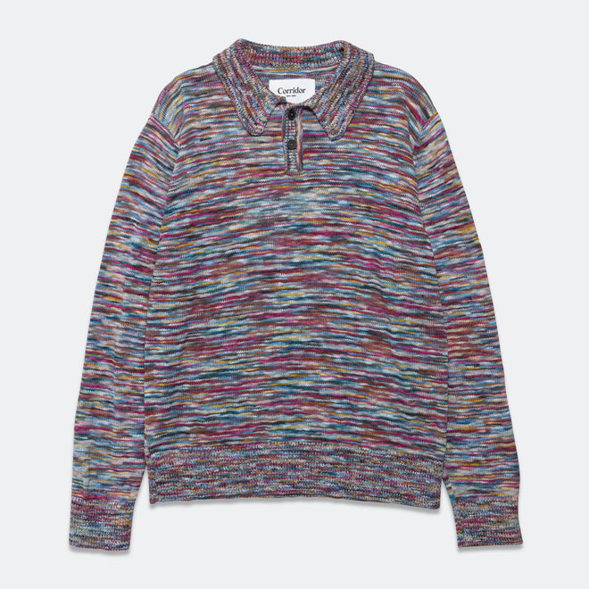 Moonscape Spacedye LS Polo - Ruby