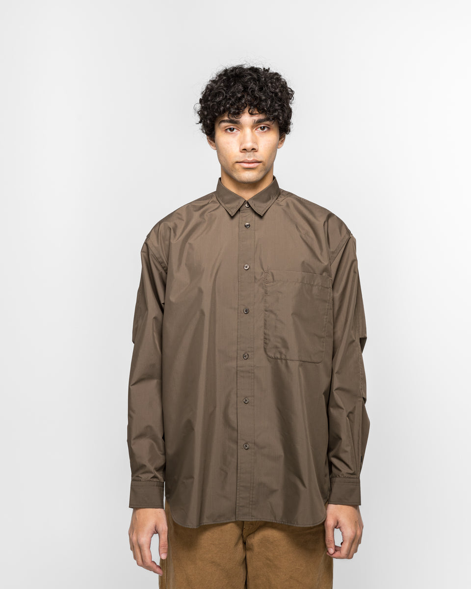 DAIWA PIER39 TECH BUTTON DOWN SHIRTSブラウン Daiwa Pier39 - Tech REGULARSHIRT L/S - Brown Khaki | UP THERE