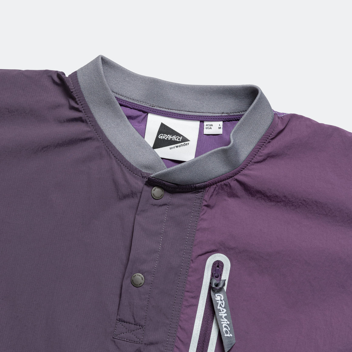 Gramicci - Patchwork Wind Tee × and wander - Purple - UP THERE