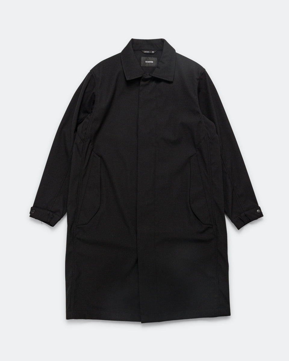 HAVEN - Bureau Overcoat Loro Piana Storm System Nylon Wool - Black