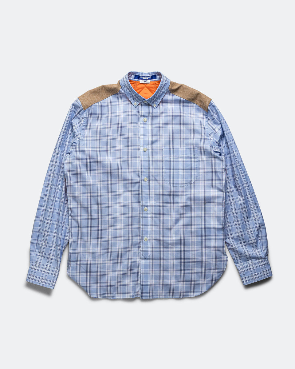 Junya Wantanabe MAN - Cotton Check Nylon Quilting Shirt - Sax