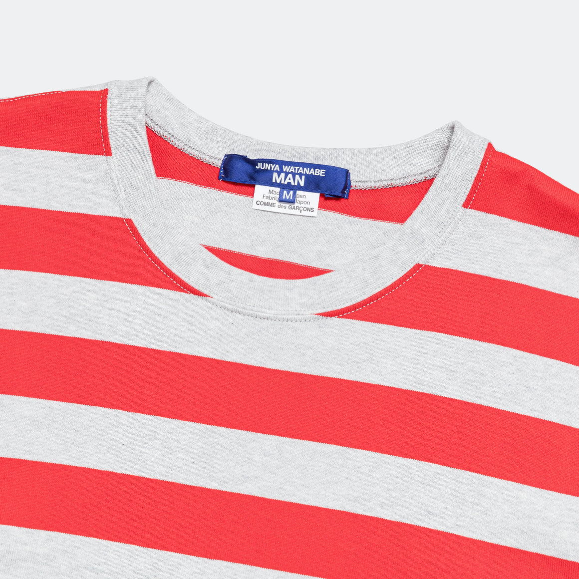 Cotton Jersey Stripe T-Shirt - Grey/Red