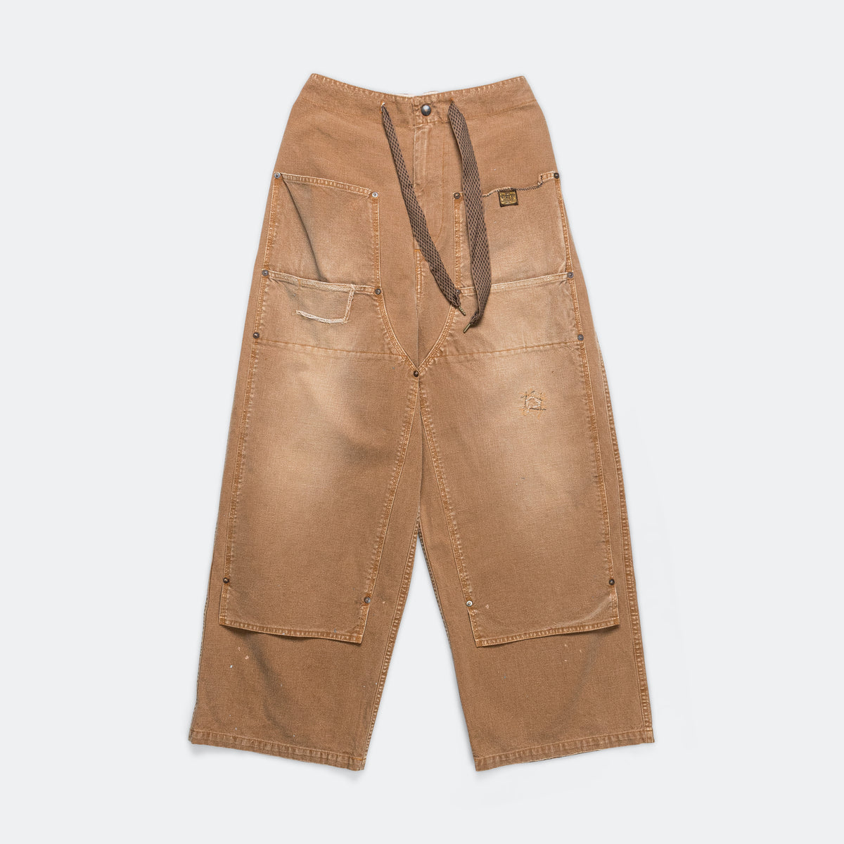 Kapital Cotton Herringbone Leopard Print W Knee Easy Baggy Pants