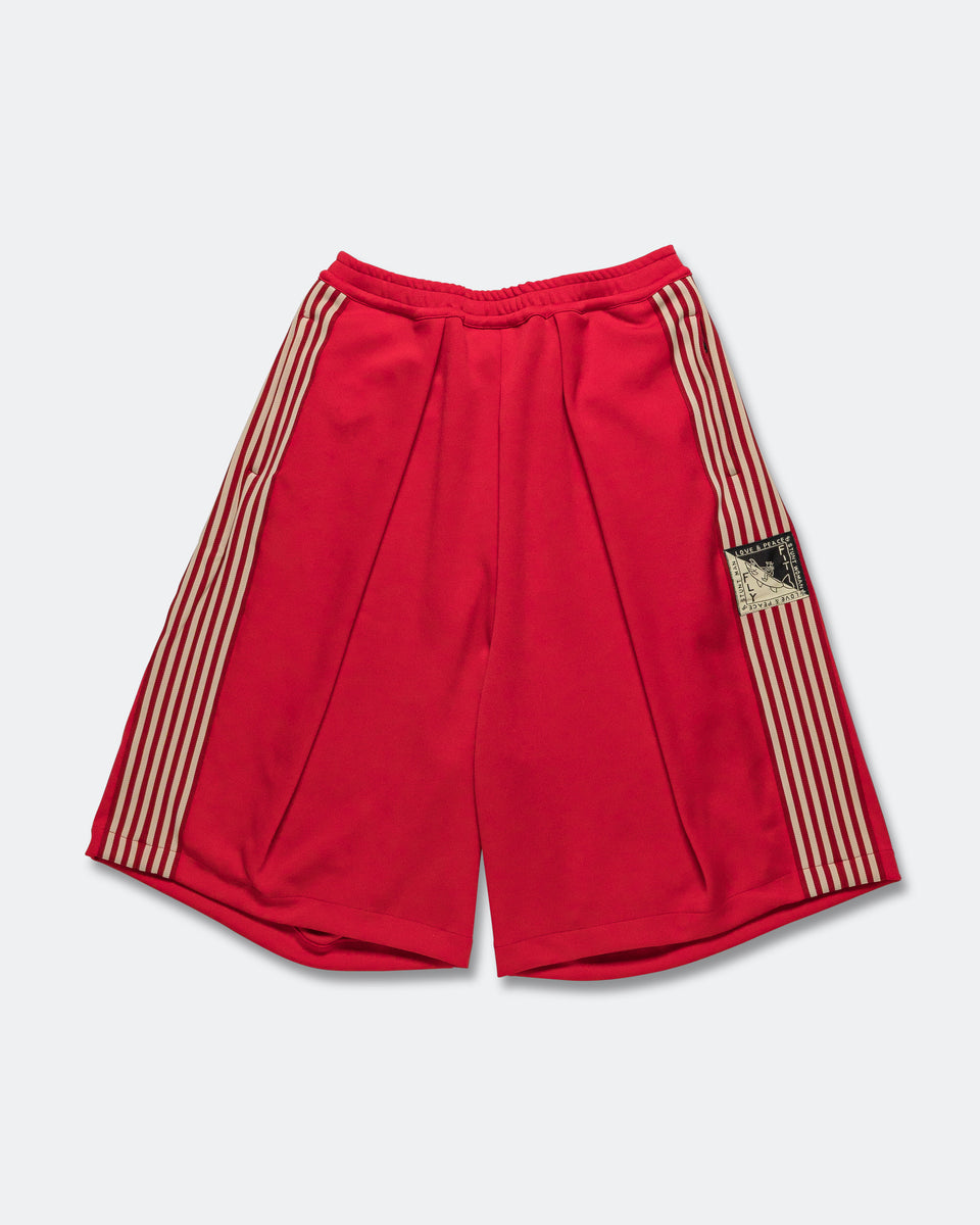 Kapital - Smooth Jersey KOME-KOME Track Jorts (BannerStripe) - Red