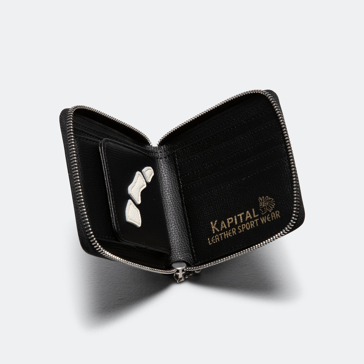 kapital bone wallet 財布 ブラック THUMB UP BONE HAND ZIP WALLET BLACK | Bodega
