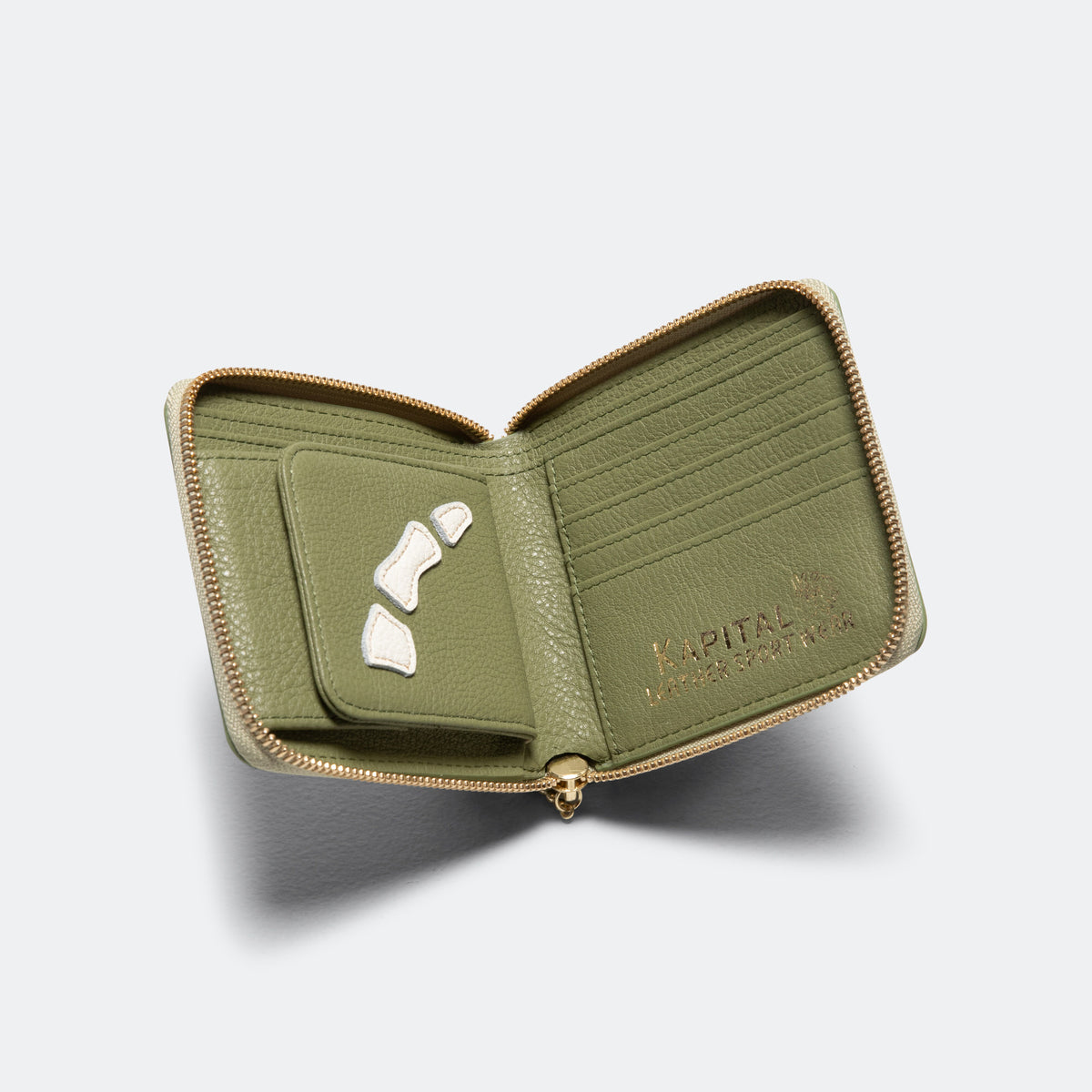 kapital bone wallet 小 Olive kapital-thumb-up-bone-band-zip