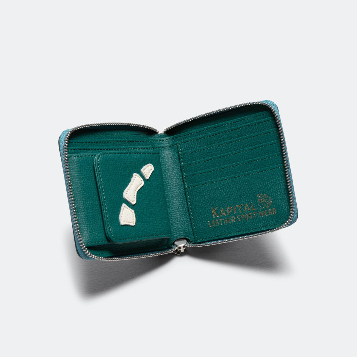 THUMB-UP BONE BAND ZIP Wallet - Peacock Green | UP THERE