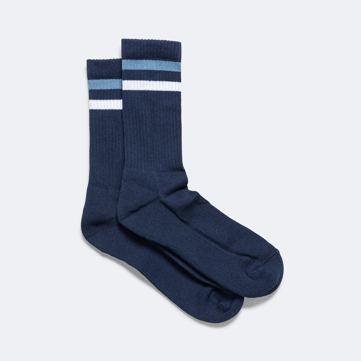 Lite Year - Cotton Cap Crew Socks - Navy/Lt. Blue - UP THERE