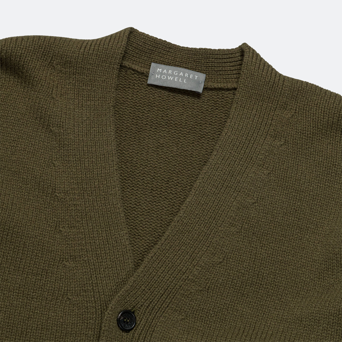 Margaret Howell Boxy Cardigan - Olive Green Geelong Wool