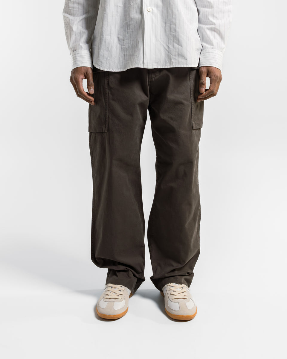 MHL. - Cargo Pocket Trousers - Ebony Plain Cotton Drill | UP THERE