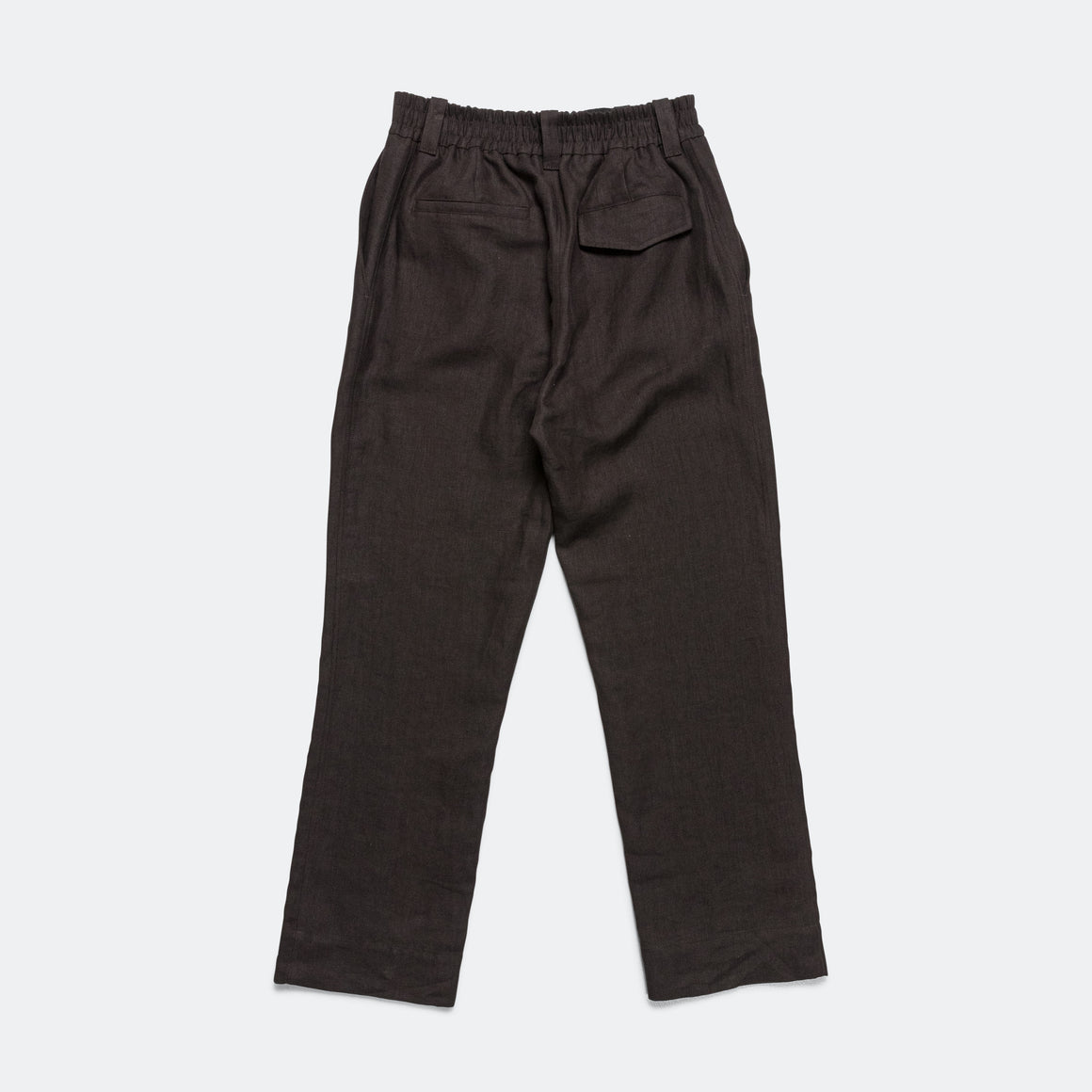 Relaxed Pleated Trouser - Dark Brown Compact Linen Twill