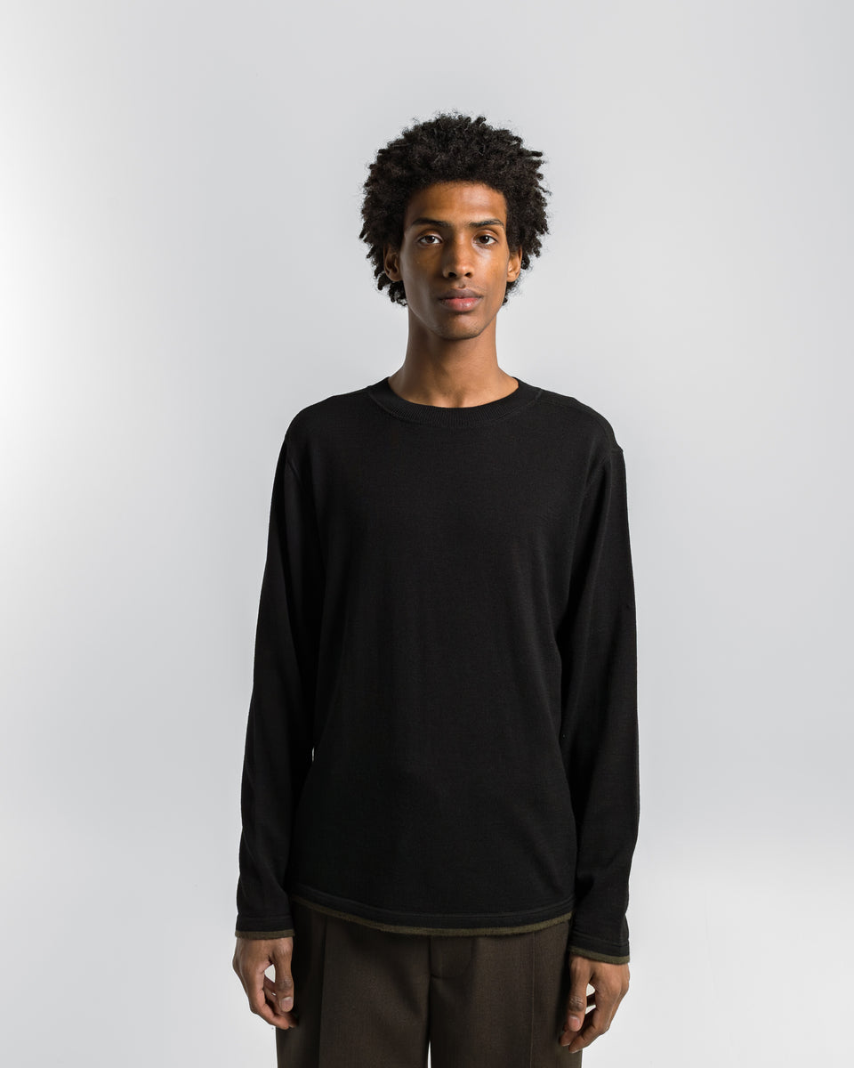 MHL. - Tipped Thermal - Black Fine Merino Wool | UP THERE