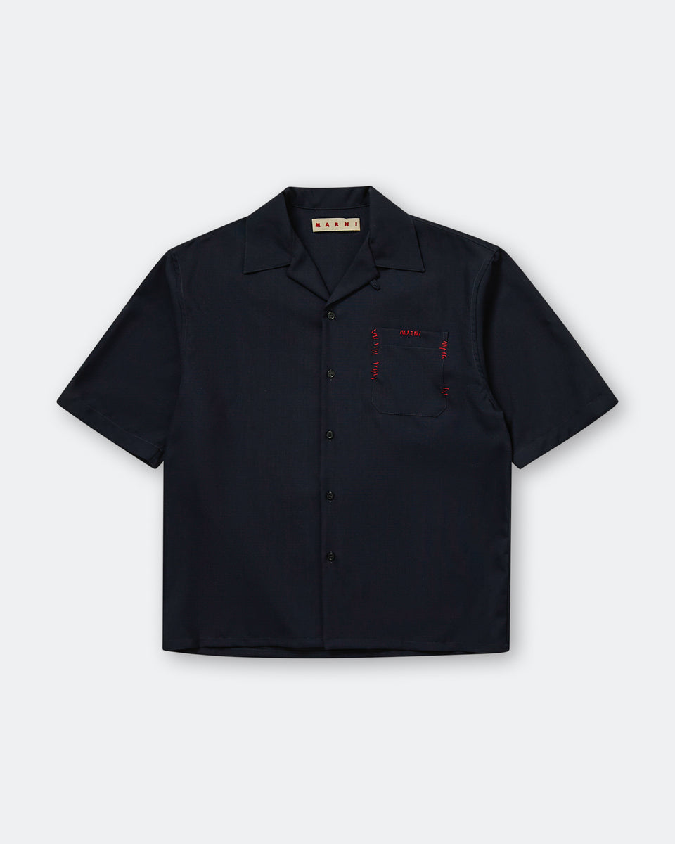 Marni - S/S Tropical Wool Shirt - Blublack | UP THERE