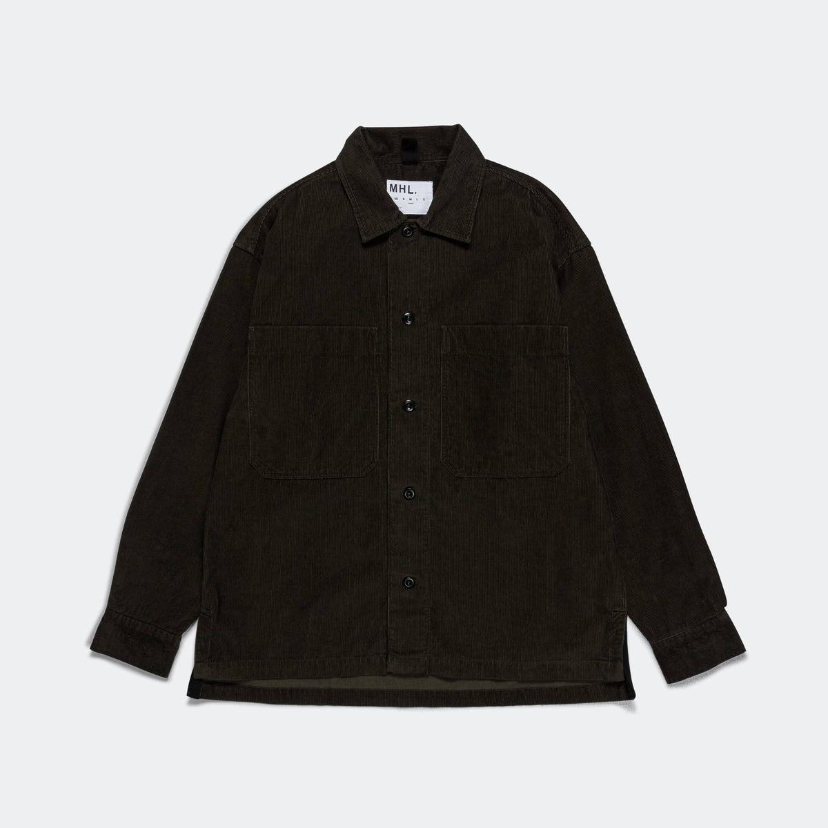 MHL. Big Pocket Shirt - Forest Dry Cotton Needlecord | UP THERE