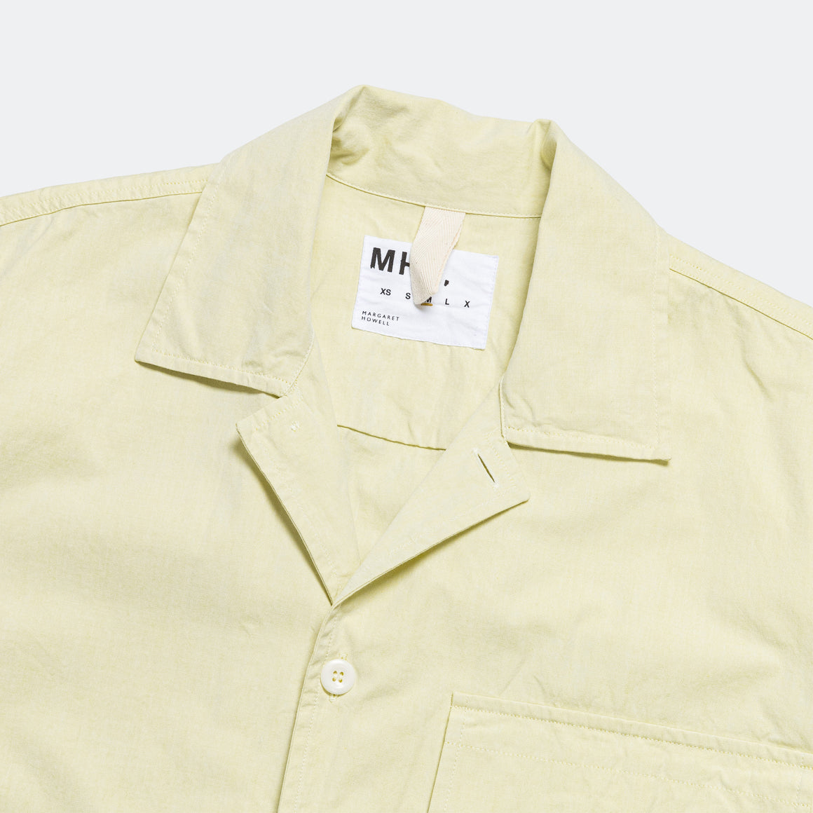 MHL. - S/S Flap Pocket Shirt - Pale Yellow Yarn Dye Cotton Canvas (LCP) - UP THERE