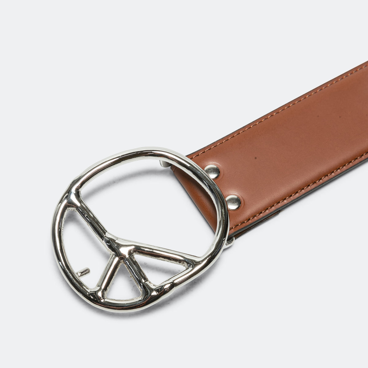 Needles Peace Buckle Belt - Brown Steer Leather | UP THERE