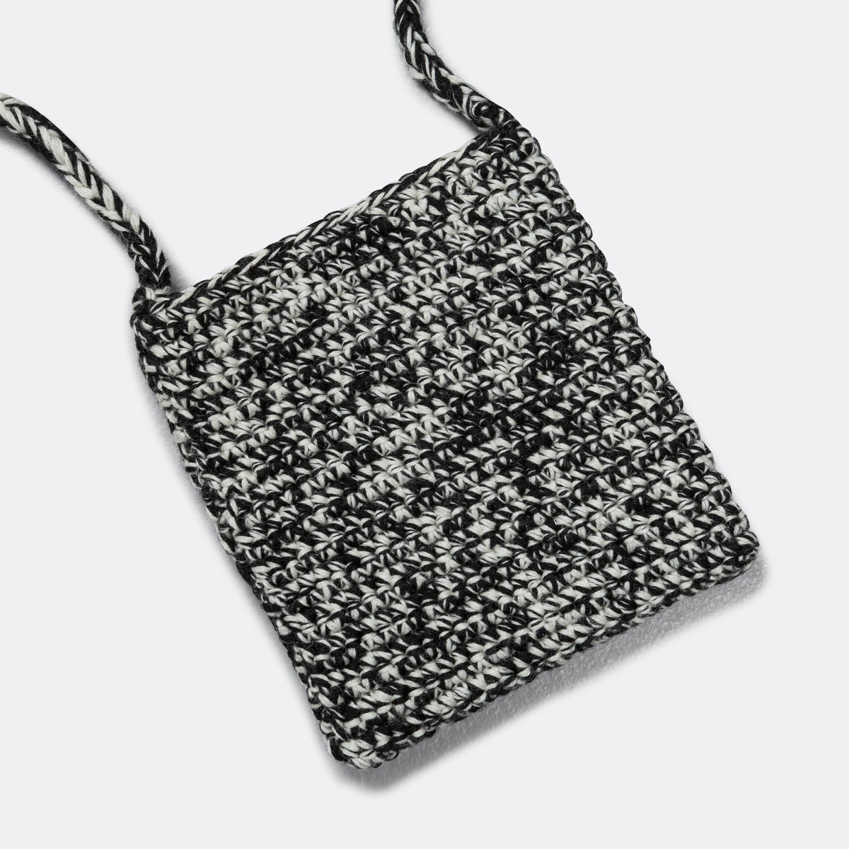 Hand Crochet Neck Pouch - Black/Ecru