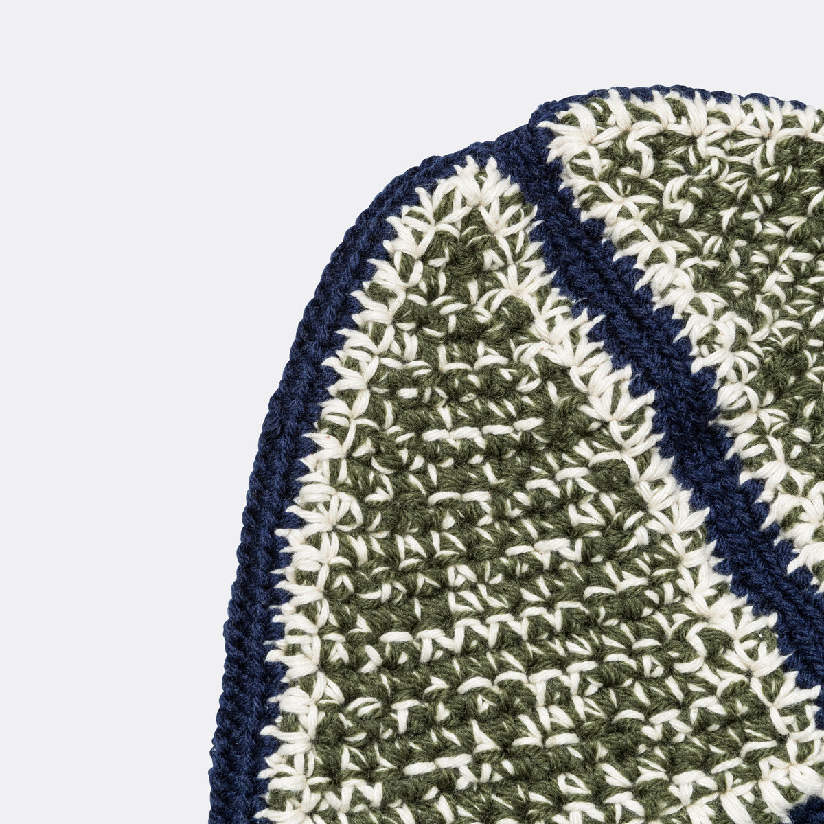 Hand Crochet Bucket Hat - Navy/Ecru