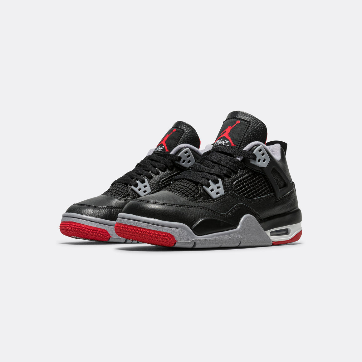 Jordan - Air Jordan 4 Retro (GS) - Black/Fire-Red Cement Grey - UP THERE
