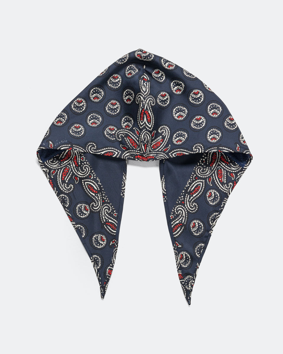 NOMARHYTHM TEXTILE - Paisley Silk Hoody Scarf - Navy | UP THERE