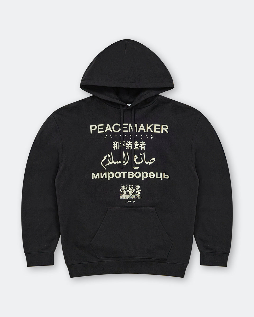 OAMC Peacemaker - Loose Fit Hoodie Languages Print - Black | UP THERE