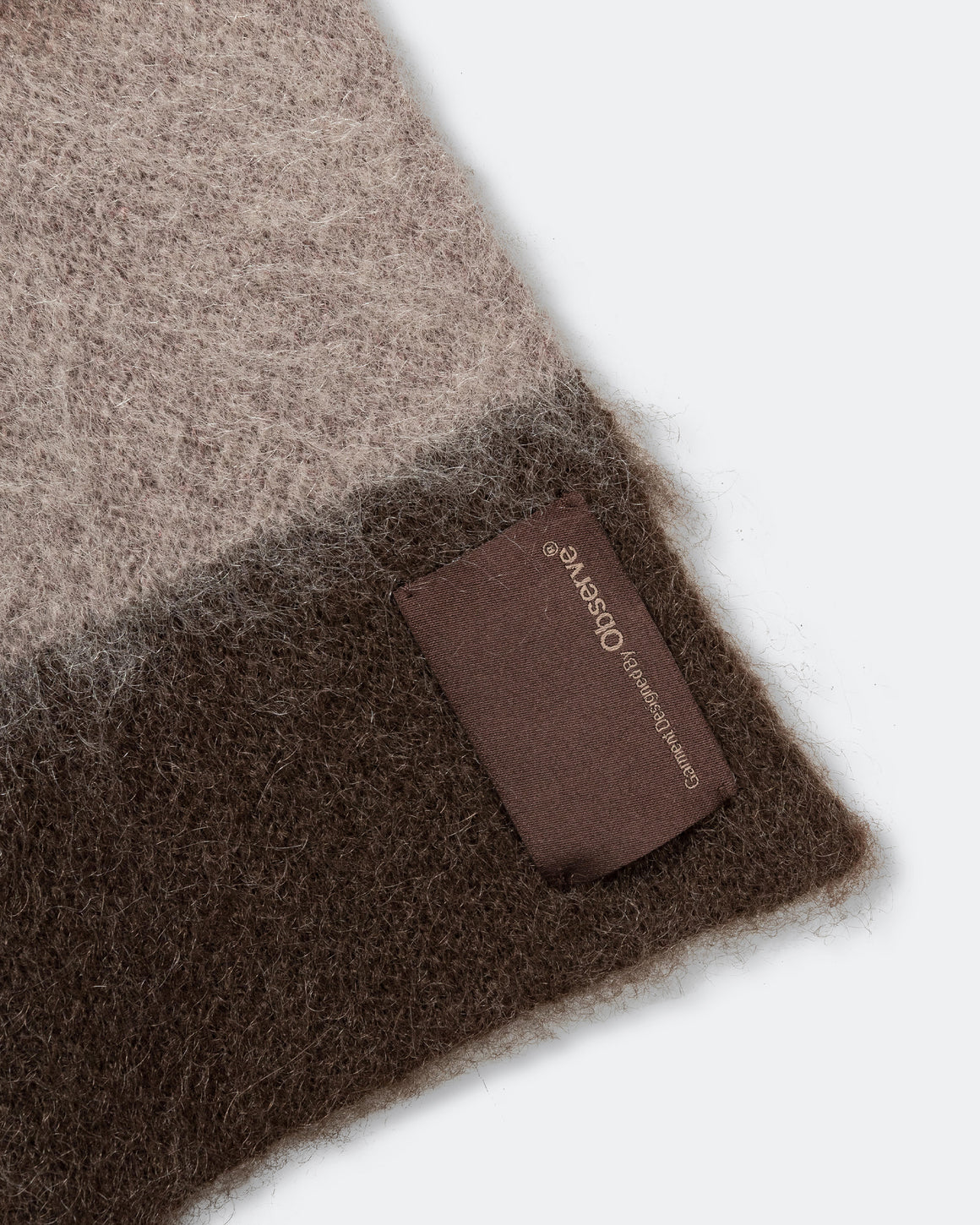 Observe - Wool Mohair Stripe Knit Scarf - Mocha - UP THERE