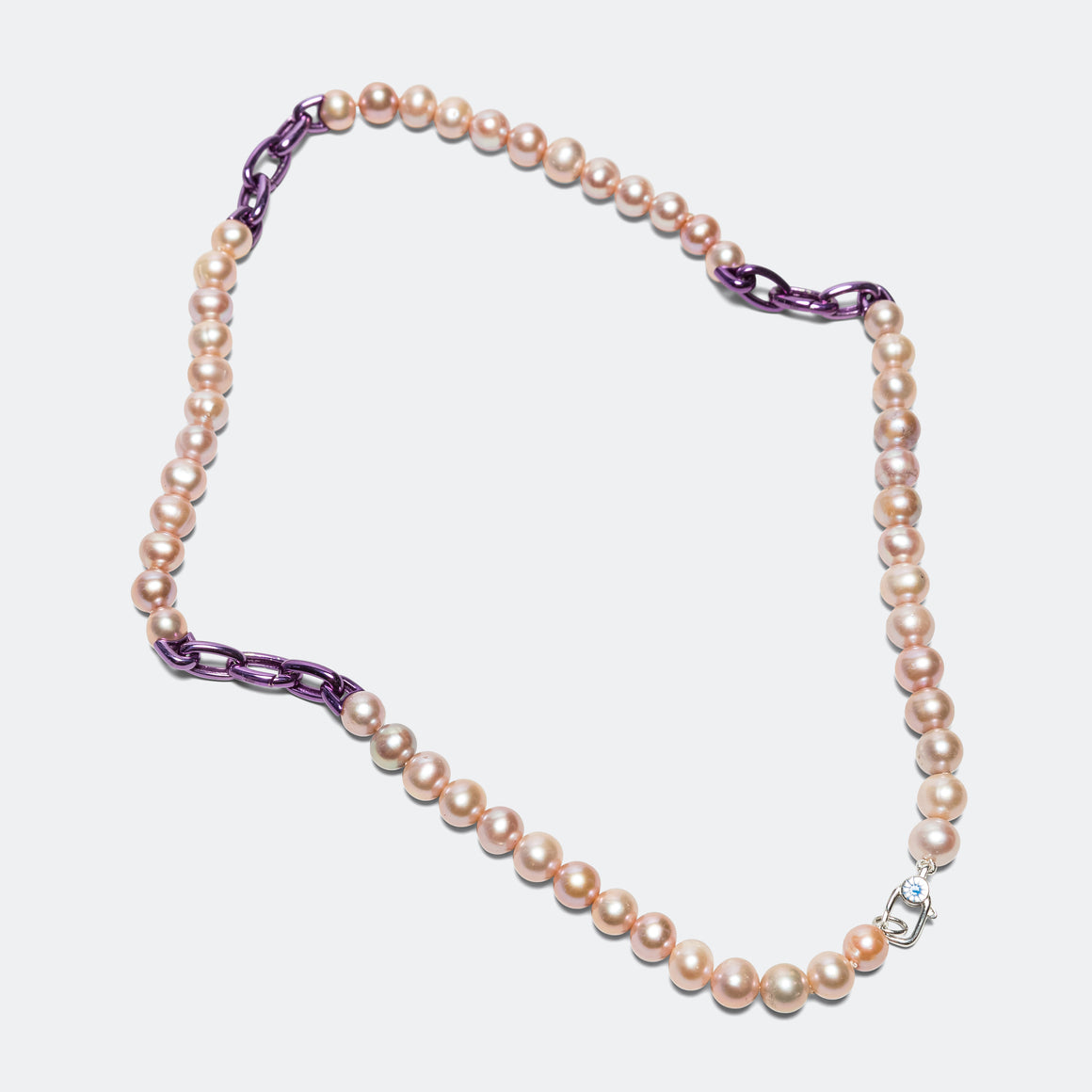 Polite Worldwide - Pop Link Pearl Necklace - Purple/925 Silver - UP THERE