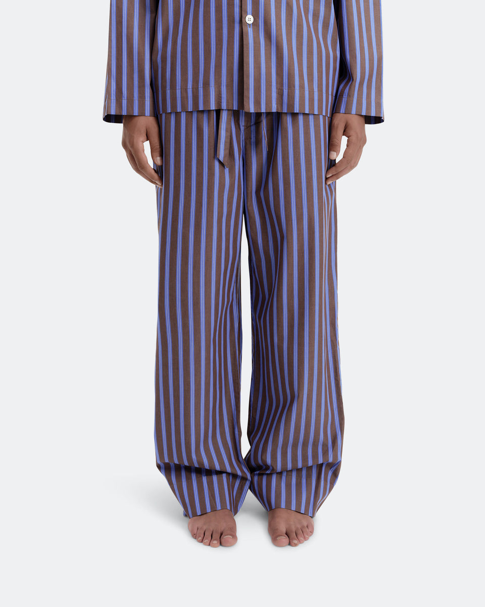 Tekla - Pyjama Pant - Chestnut Stripes | UP THERE