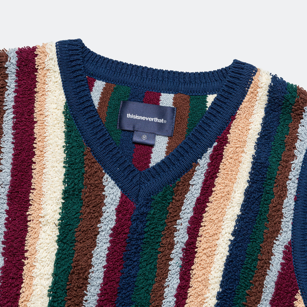 Striped Knit Vest - Navy | UP THERE