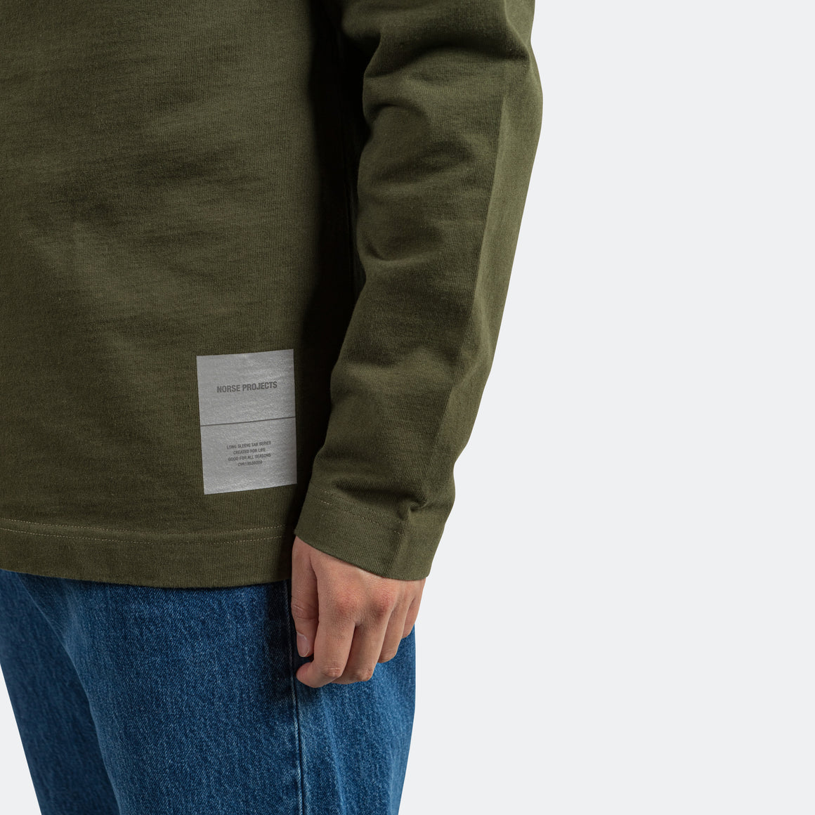Norse Projects - Holger Relaxed Organic Heavy Tab Series LS T-Shirt - Army Green - UP THERE
