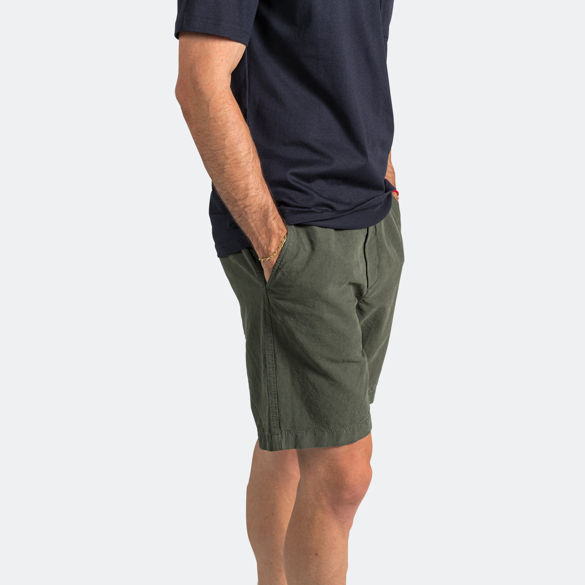 Ezra Cotton Linen Short - Spruce Green