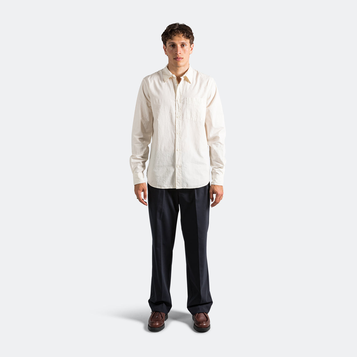 Norse Projects - Osvald Cotton Tencel Shirt - Enamel White - UP THERE